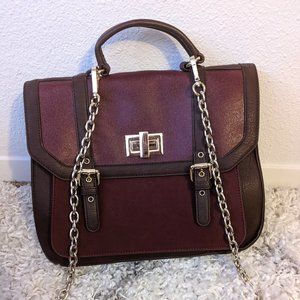 Vegan leather maroon Izzy and Ali shoulder purse